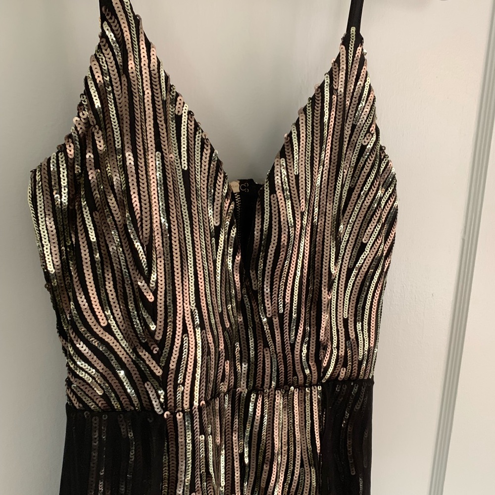 Sequin Romper with Train